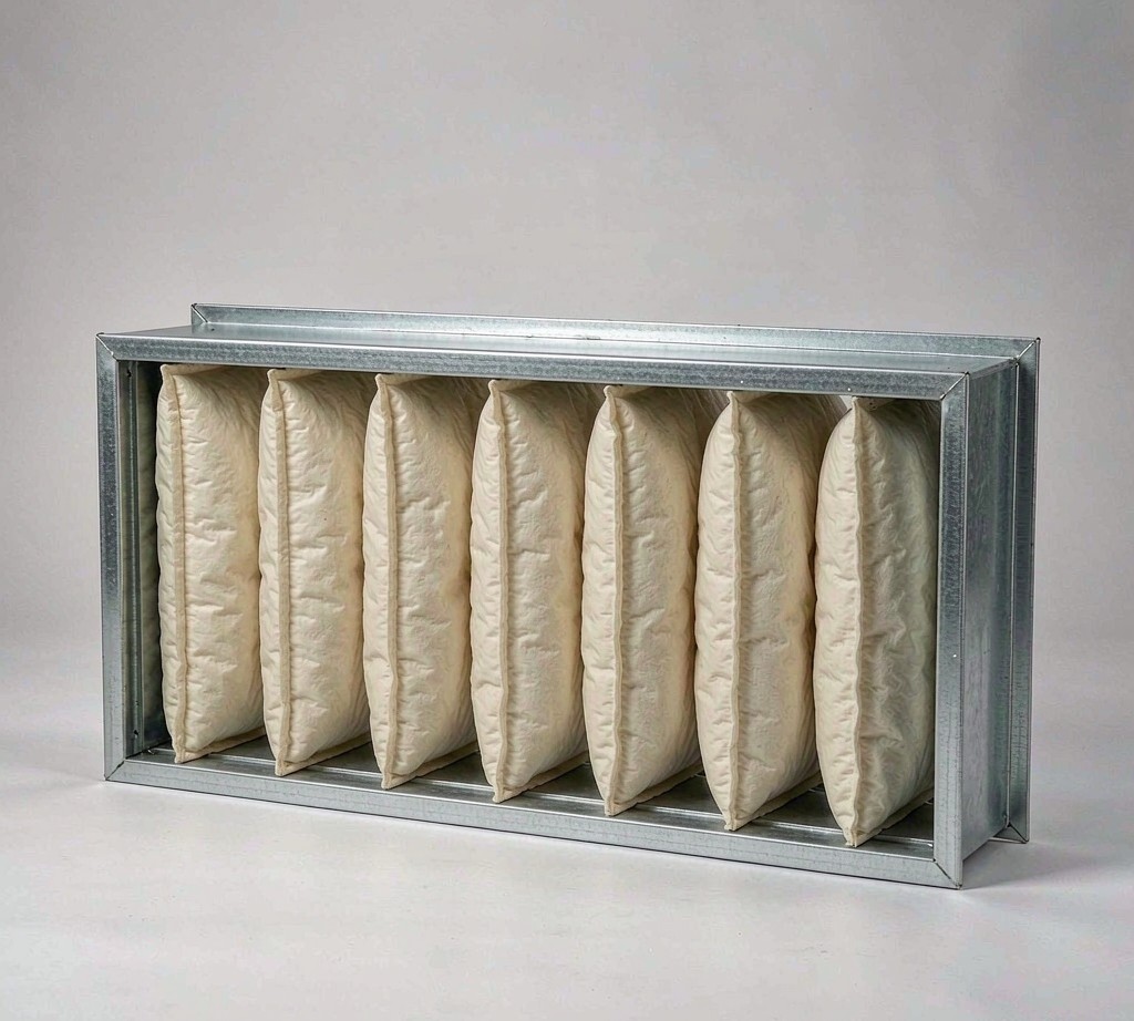 化纤袋式<a href=http://www.cracfilter.com/ target='_blank'>中效过滤器</a>产品外观